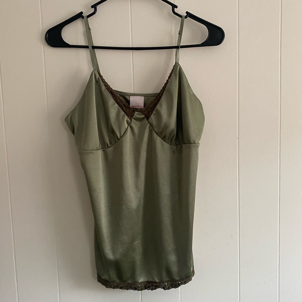 Vintage Silk Satin Green Tank Top
